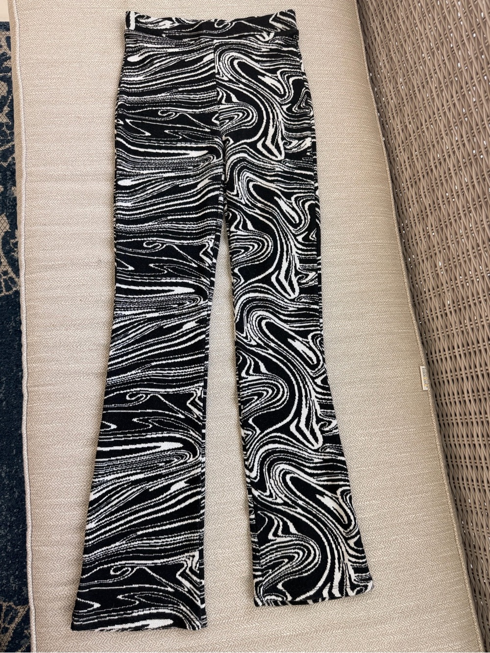 Zara Black & White Swirl Flare Pants